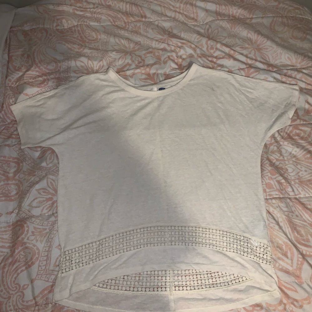 White Old Navy top.
